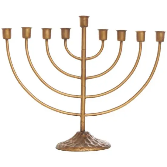 17" Bronze Metal Layered Arch Candelabra with Textured Base {5}