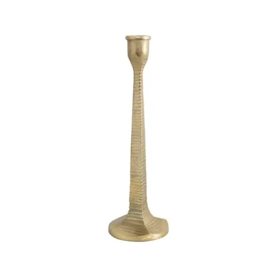 Hello Honey&reg; 14" Ridged Gold Metal Taper Candle Holder {1}