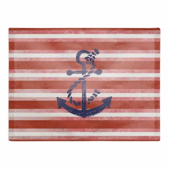 18" Red Stripes & Anchor Poly Twill Placemat {1}