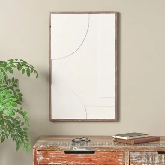 White Dimensional Geometric Wall D&eacute;cor with Brown Frame {3}