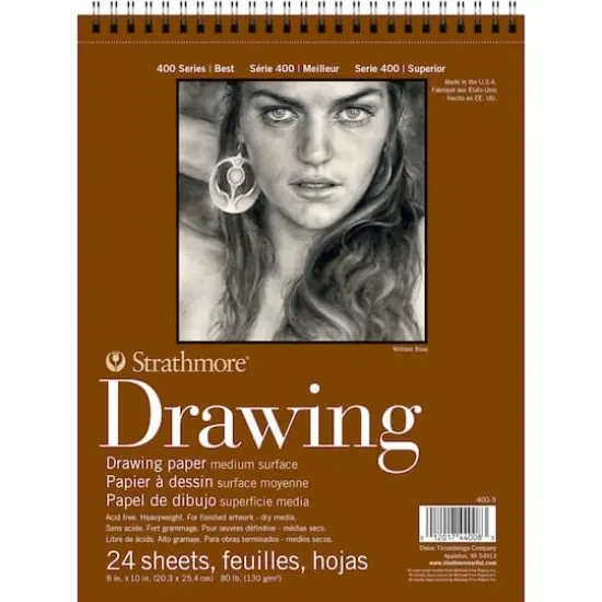 Strathmore Drawing Paper Pad, 400 Series, 24 Sheets, Spiral-Bound, Medium Surface, 8" x 10" {1}