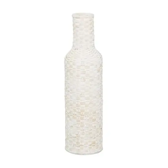 White Bamboo Tall Woven Floor Vase 9" x 9" x 30" {1}