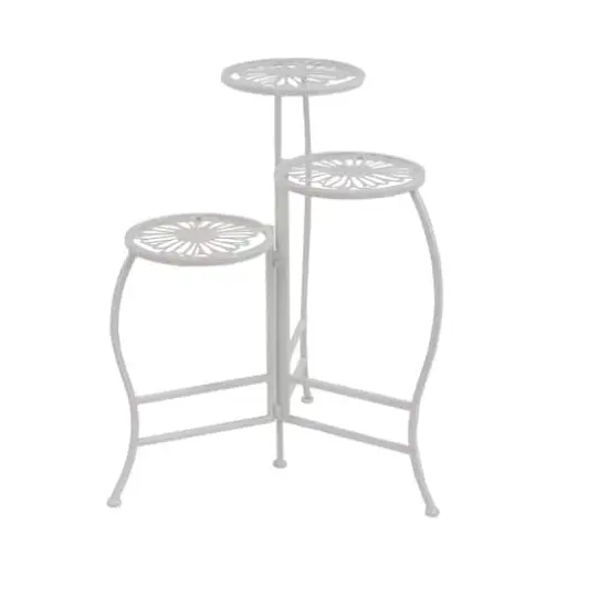 24" White Metal Traditional 3-Tier Plant Stand {1}