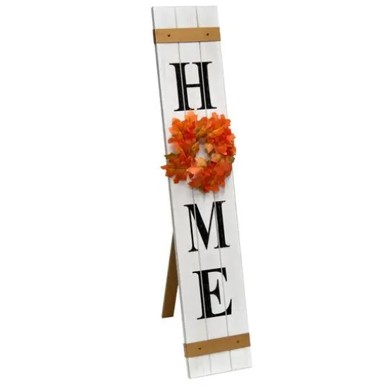 Elegant Designs™ 3.5ft. White Wash Home Porch Sign with 4 Floral Wreaths {9}