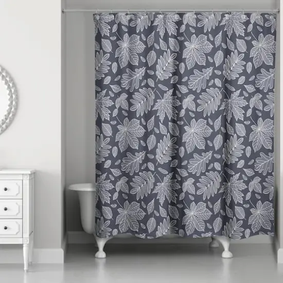 Leaves Shower Curtain Navy {1}
