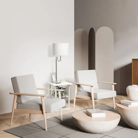 Simple Designs 57" 2 Tier Floor Lamp with USB & Outlet White {3}