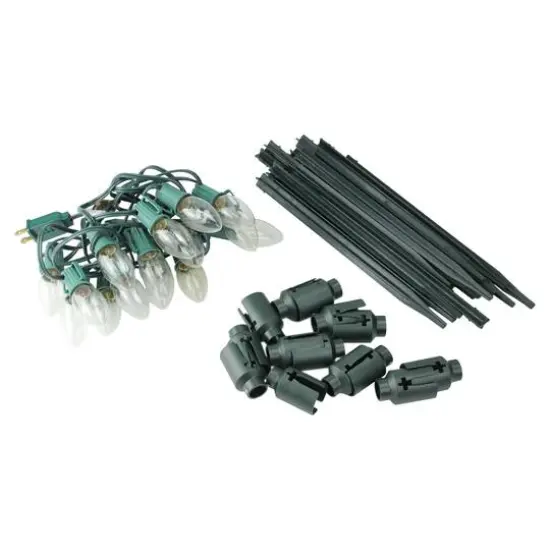 Mighty Light Clear C9 Christmas Pathway Marker Set, Green Wire {4}