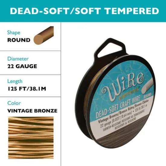 The Beadsmith® Wire Elements™ 22 Gauge Tarnish Resistant Soft Temper Wire, 125ft. Vintage Bronze {5}