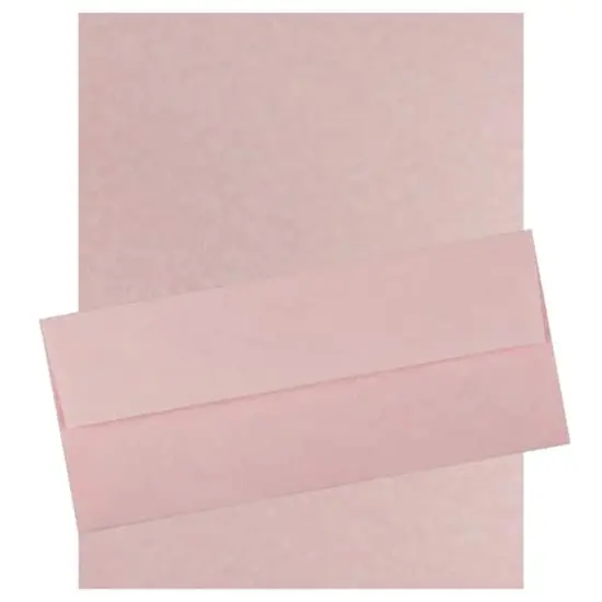 JAM Paper 8.5" x 11" Letter Paper & Envelopes #10 Business Stationery Set, 100ct. Pink Parchment {1}