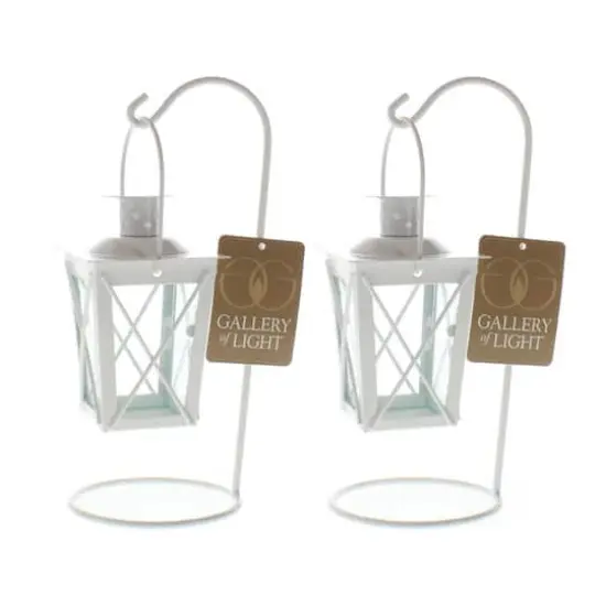 9" White Railroad Candle Lanterns {4}