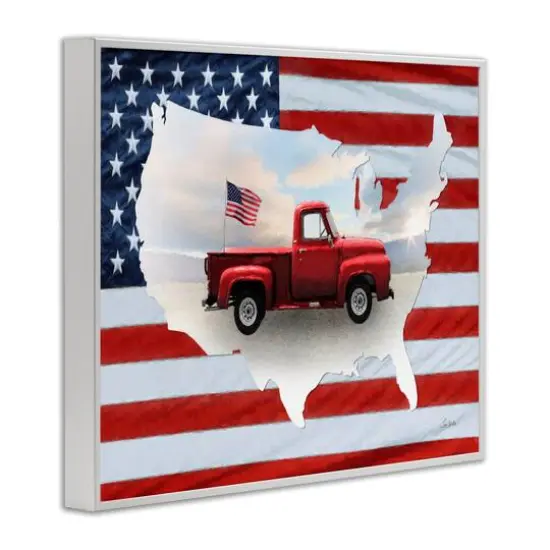Stupell Industries Farmhouse American Flag Framed Giclee Art White {4}