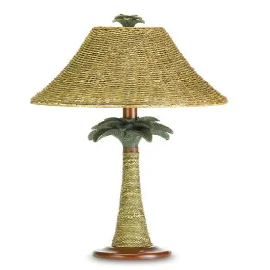 25.5" Palm Tree Rattan Lamp {1}