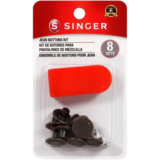 SINGER&reg; No Sew Jean Buttons Kit with Tool, 8 Sets {1}