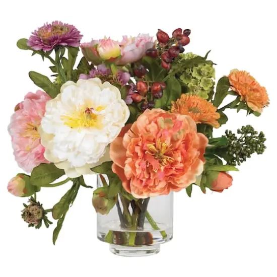 10" Peony Arrangement in Vase {1}
