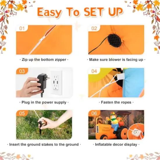 Glitzhome&reg; 7ft. Fall Lighted Inflatable Tractor D&eacute;cor {7}