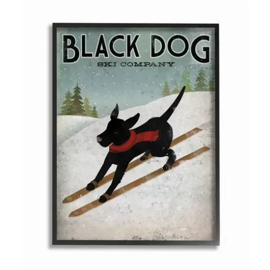 Stupell Industries Black Dog Ski Company Wall Art in Black Frame {1}