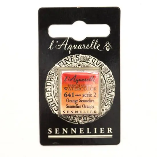 Sennelier French Artists' Watercolor Paint, Half Pan 641 Sennelier Orange {1}