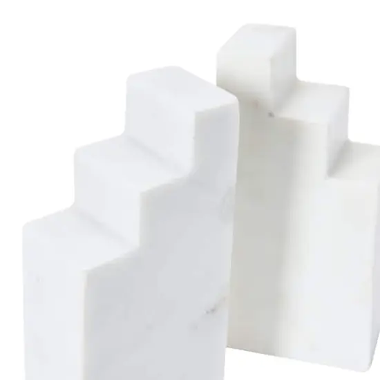 Hello Honey&reg; 6.5" Geometric Marble Bookend Set White {1}