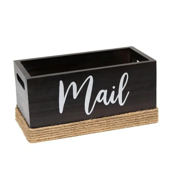 Elegant Designs Mail Script Mail Holder with Handles White/Dark Wood {10}