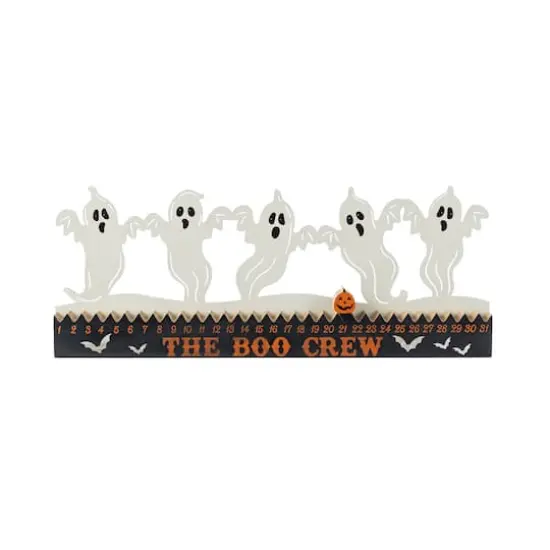 Glitzhome&reg; 18"L Halloween Wooden & Metal White Ghost Silhouette Countdown Table Sign {1}