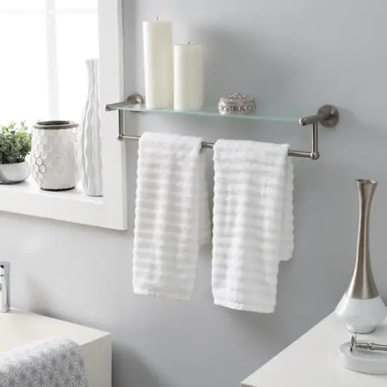 Organize It All Satin Nickel Glass Shelf & Towel Bar  {5}