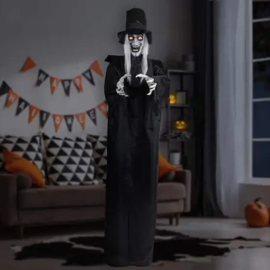 6ft. Lit Animated Vampire in Robe & Top Hat Halloween Decoration {3}