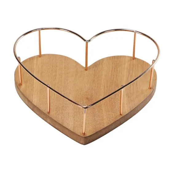 9" Heart Shaped Tray with Wooden Base {3}