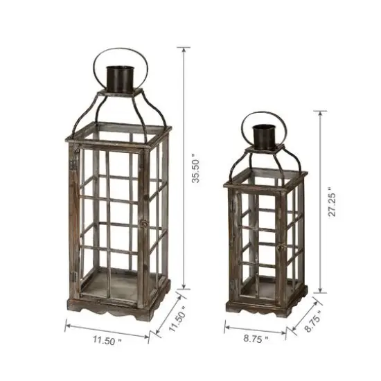 Glitzhome&reg; Oversized Wood & Metal Lantern Set {9}