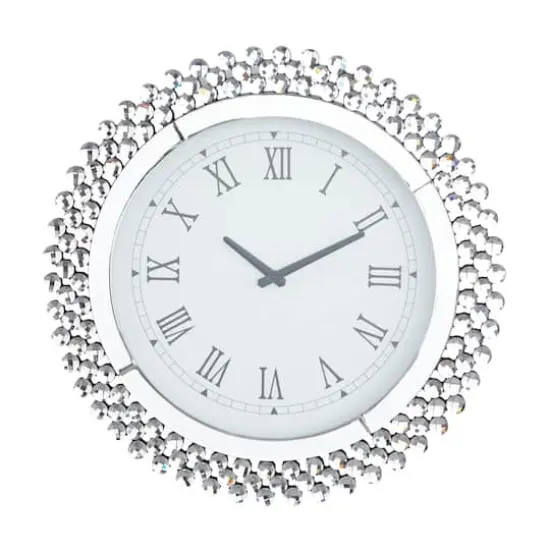 Silver MDF Glam Wall Clock, 20" x 2" x 20" {1}