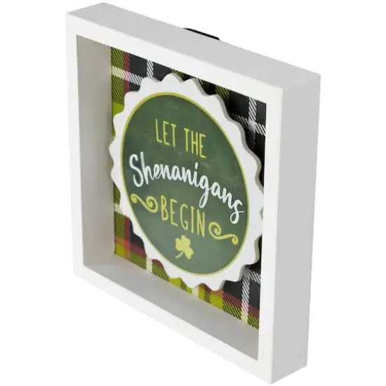 6" Green Plaid Let the Shenanigans Begin St. Patrick's Day Framed Wall Sign {7}