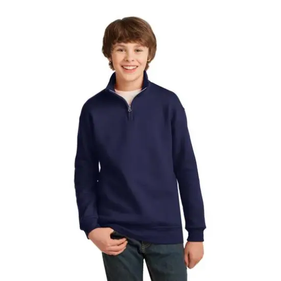 JERZEES&reg; NuBlend&reg; 1/4 Zip Cadet Collar Youth Sweatshirt Navy {4}