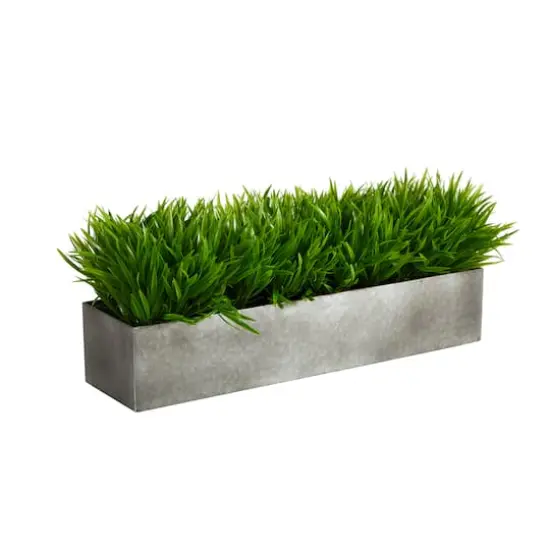 25" Wild Grass Plant in Metal Planter {3}