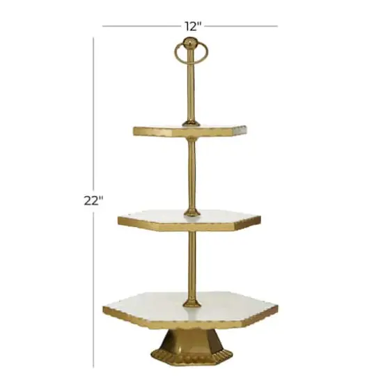 Gold Stoneware & Aluminum 3 Tier Tray Stand {6}