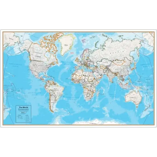 Hemispheres&reg; Contemporary Laminated Wall World Map {1}