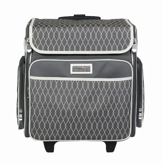 Everything Mary Gray & White Diamond Rolling Scrapbook Travel Case {1}