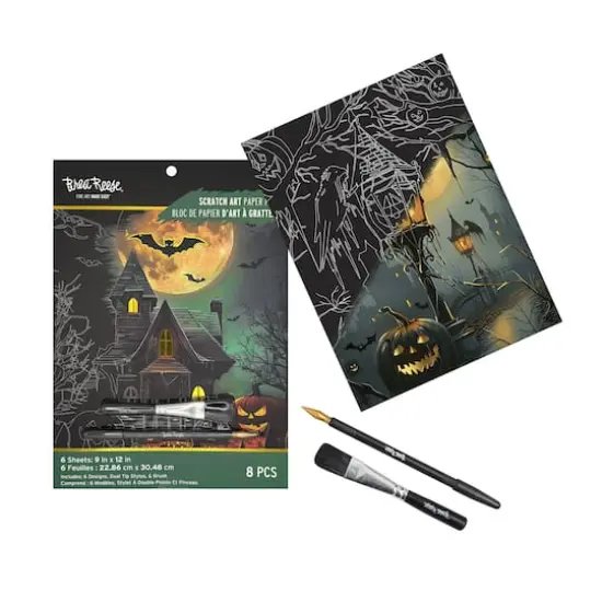 Brea Reese&trade; 9" x 12" Haunted House Scratch Art Paper Pad {4}
