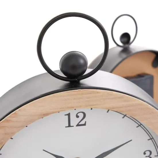 White Wooden Semicircle Clock Set with Brown Wooden Frame & Ring Handle {5}