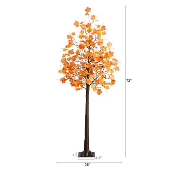 6ft. Pre-Lit Minimalist Autumn Maple Artificial Fall Tree with 120 Warm White LED Lights {3}