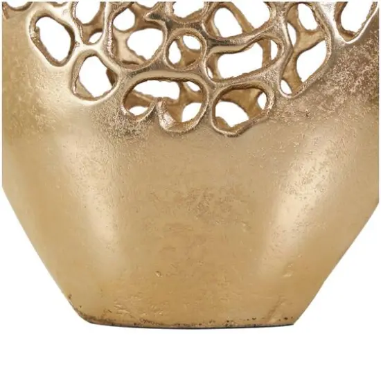 15" Gold Aluminum Vase with Freeform Open Lattice {5}