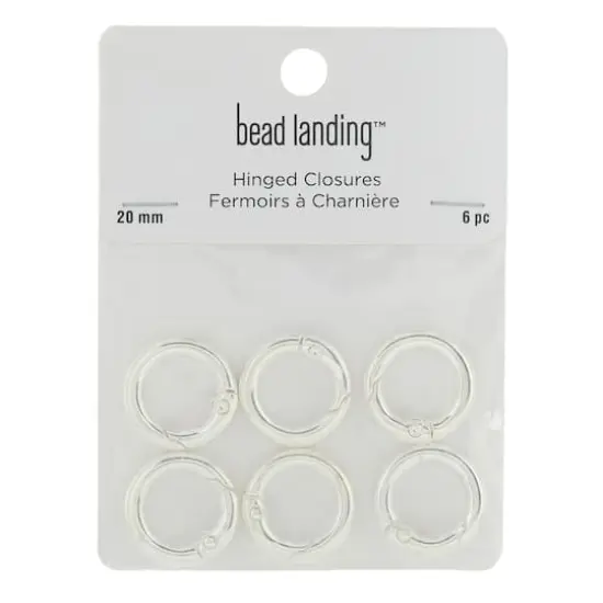 20mm Metal Round Hinged Closures, 6ct. by Bead Landing&trade; Silver {4}