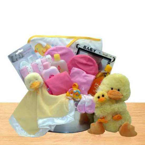 Deluxe Bath Time Baby New Baby Girl Basket {1}
