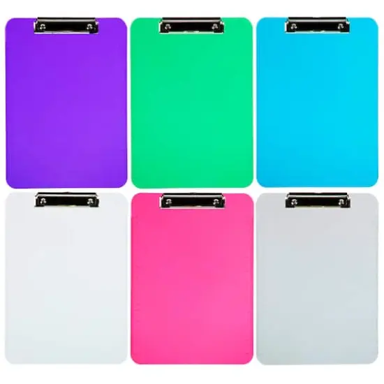 JAM Paper Assorted Colors Letter Size Plastic Clipboards with Metal Clip, 6ct. {4}
