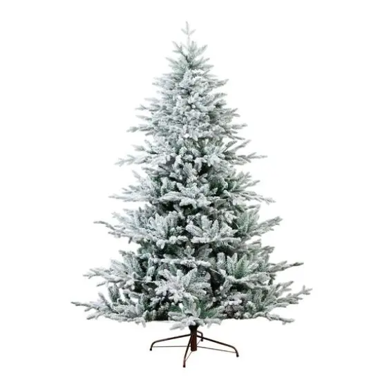 7ft. Pre-Lit Flocked Fir Artificial Christmas Tree, Warm White LED Lights  {1}