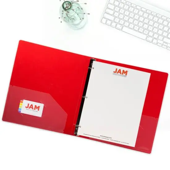 JAM Paper Glass Twill Plastic 3-Ring Binder Red {7}