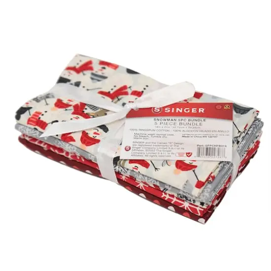 SINGER Christmas Snowman Cotton Fabric Fat Quarter Bundle {1}