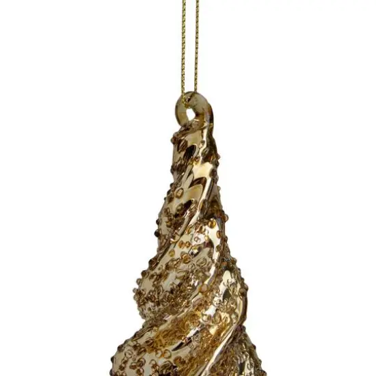 8.5" Shiny Gold Textured Finial Christmas Ornament {3}