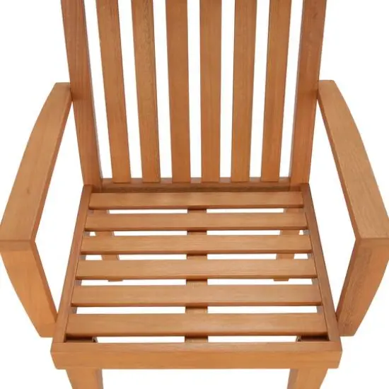 Eucalyptus Grandis Wood Dining Armchair with Beige Cushion {6}