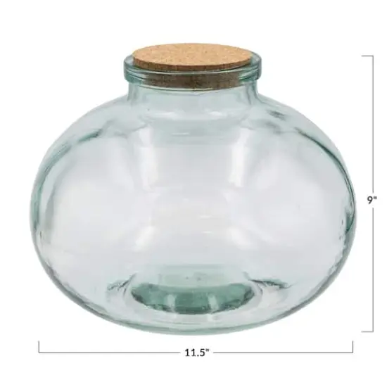 Hello Honey&reg; 9" Round Clear Reclaimed Glass Jar with Cork Lid {4}