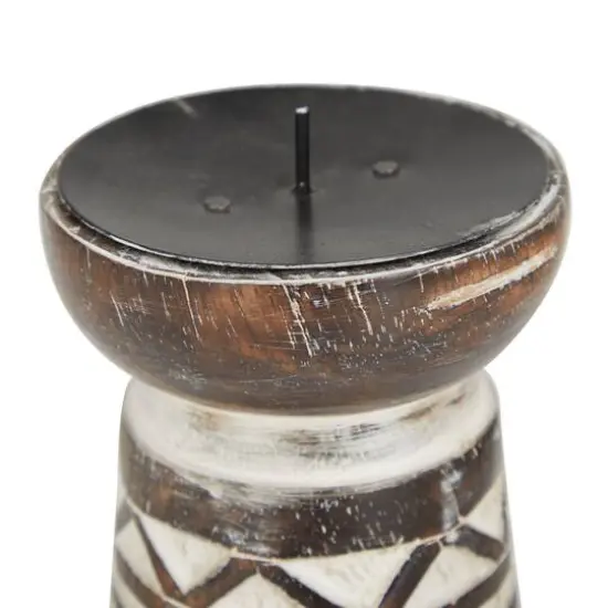 Brown Eclectic Candle Holder Set {4}