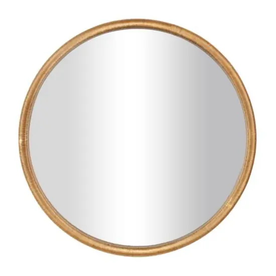 33" Brown Ribbed Wooden Wall Mirror {1}